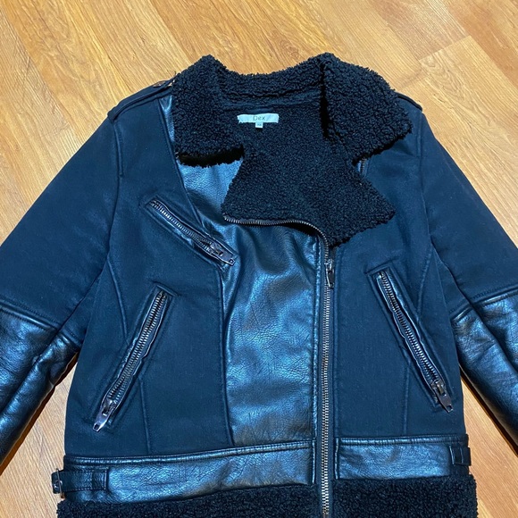 Dex Faux leather & shearling motorcycle jacket - Picture 2 of 6